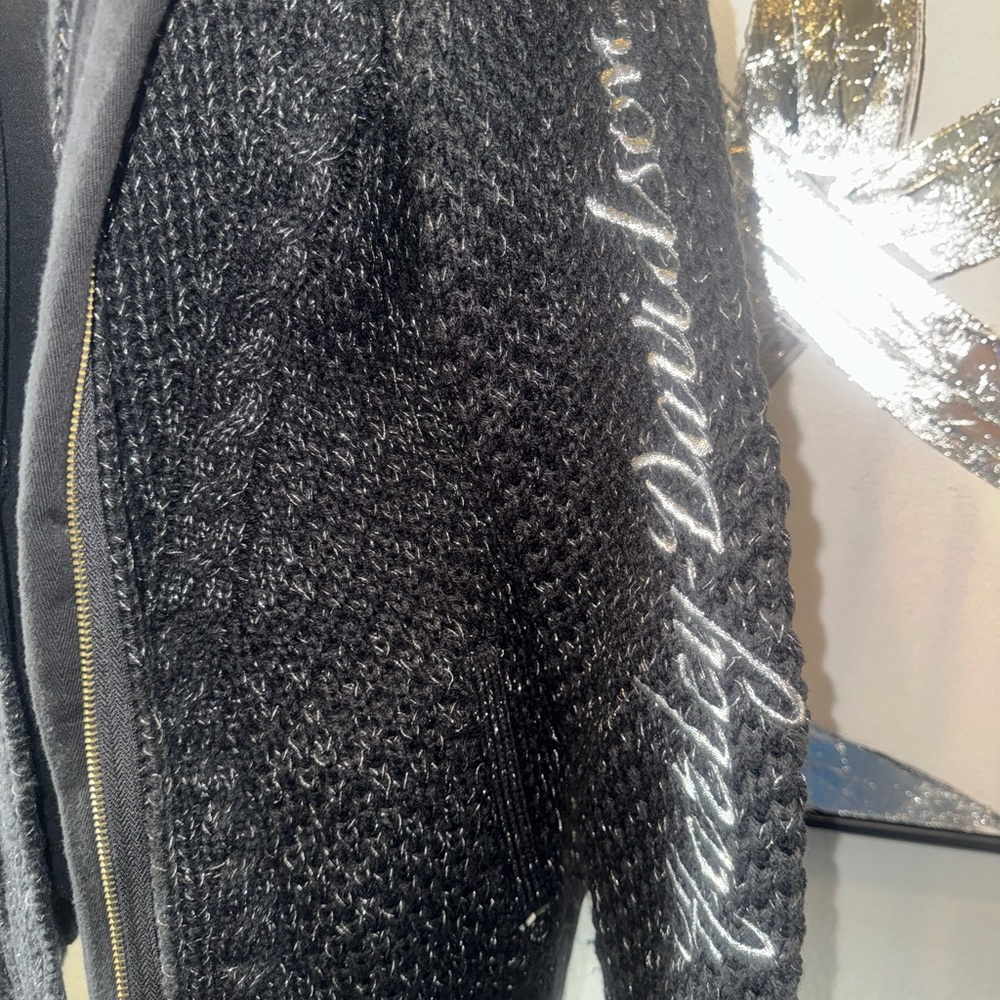 Harley-Davidson Women's Black Heavy Knit Zip-Up Sweater - Picture 2 of 5